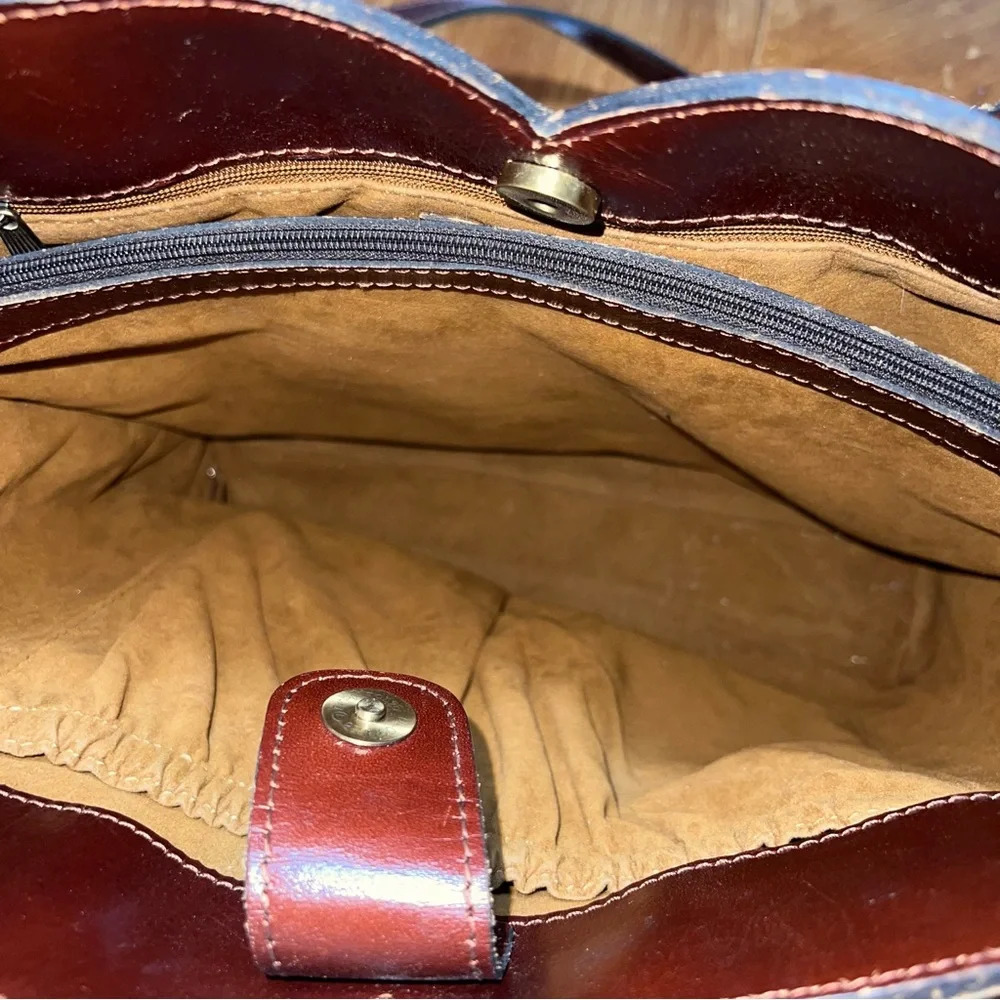 Patricia‎ Nash Cognac Brown Leather Tote With Crossbody Strap Coastal Grandma - Picture 15 of 15